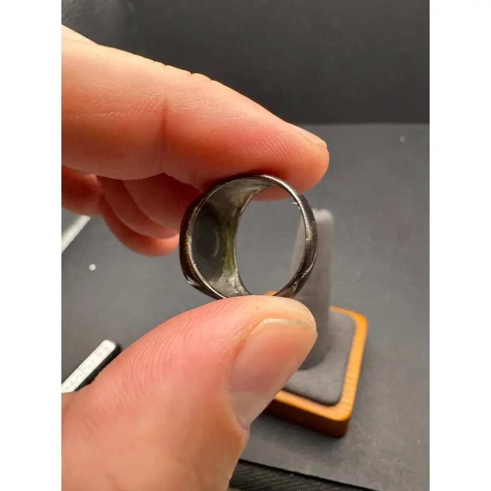 Vintage Thai 925 Sterling Silver Black Onyx Signet Ring Mens Oval Stone Sz 6.75